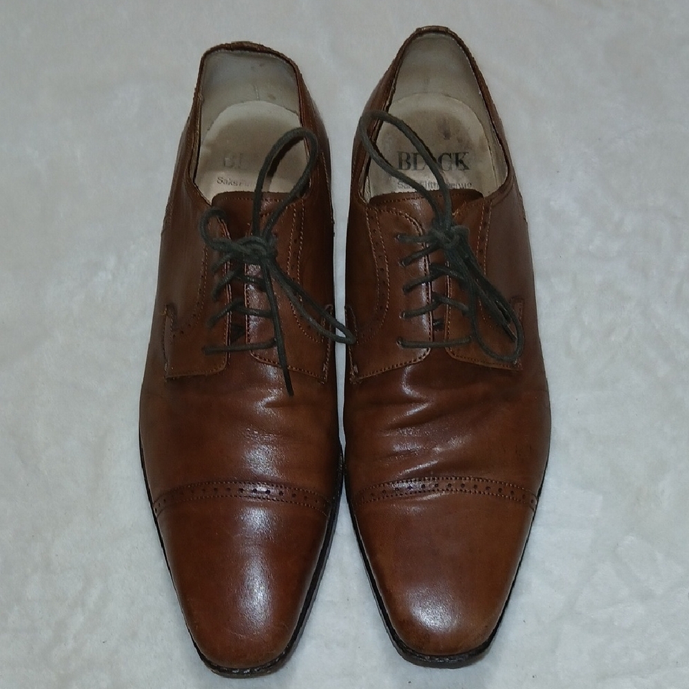 Black Saks Fifth Avenue Elegant Brown Leather Men's Oxfords Size 10